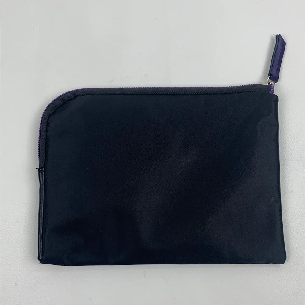 Tumi Black Zip Toiletry Bag Case with Purple Accents New NWOT